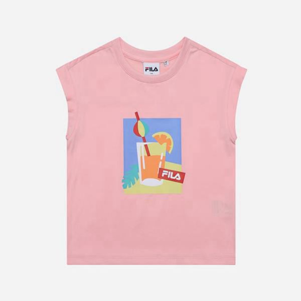 Fila Juicy Cap Sleeveless Girl's T-Shirts - Pink,NZ 253-72519